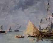 尤金 布丹 : Trouville, the Jettys, High Tide